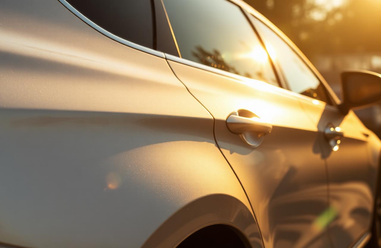 Auto in fel zonlicht in de zomer