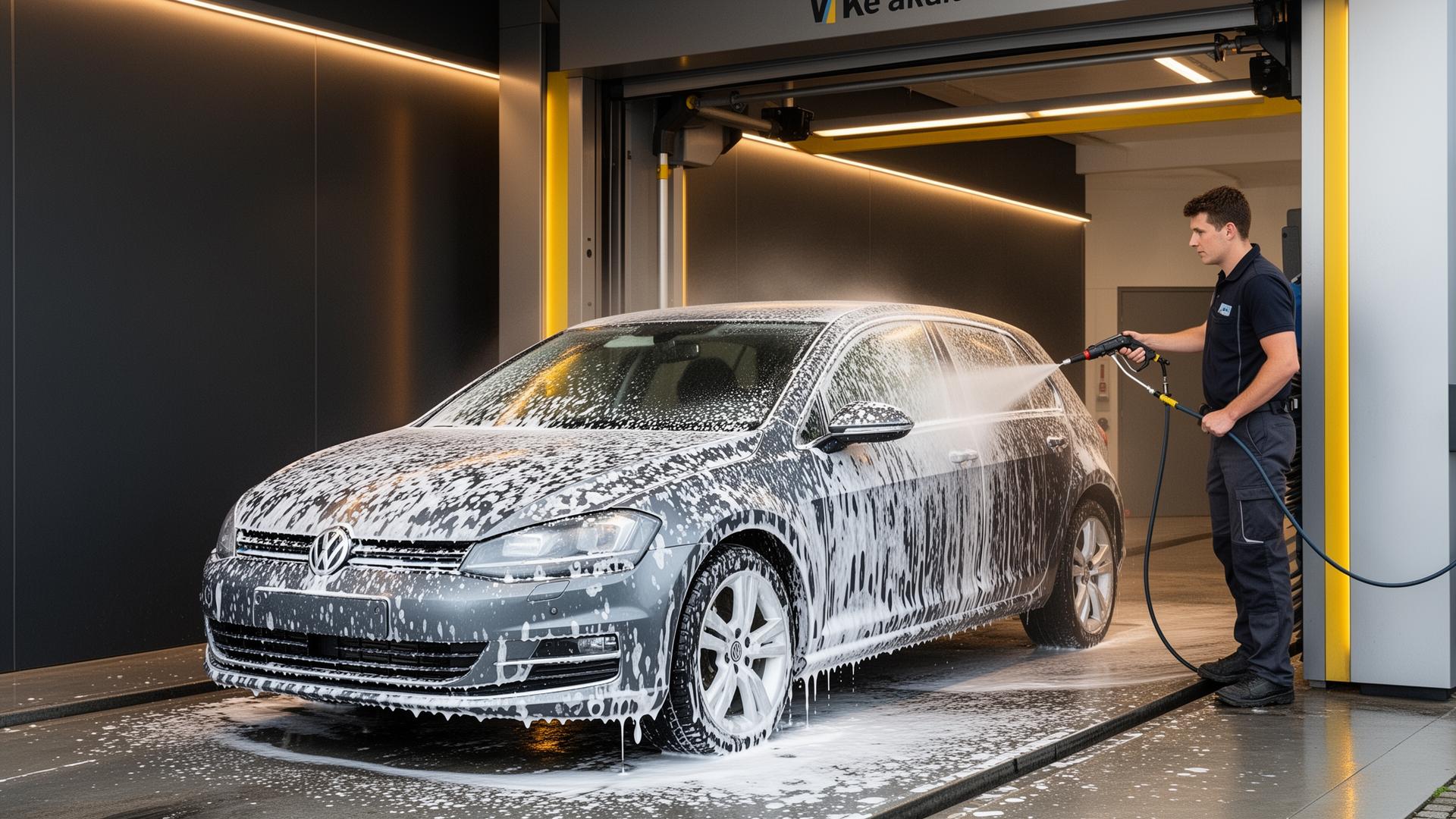 Voorbehandeling en hogedruk voorwas bij Carwash Sunny in Ede